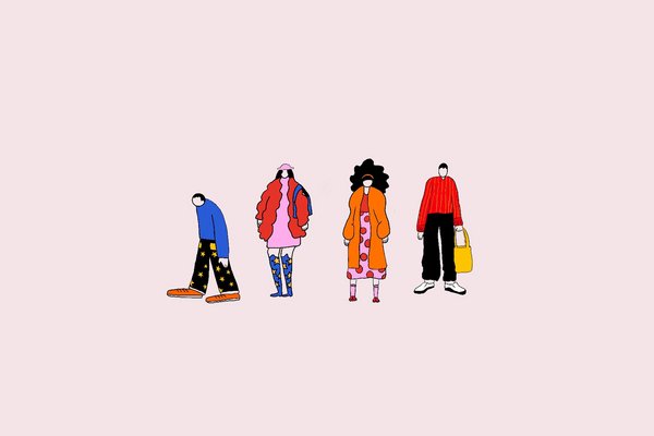 4 figuras desenhadas e coloridas