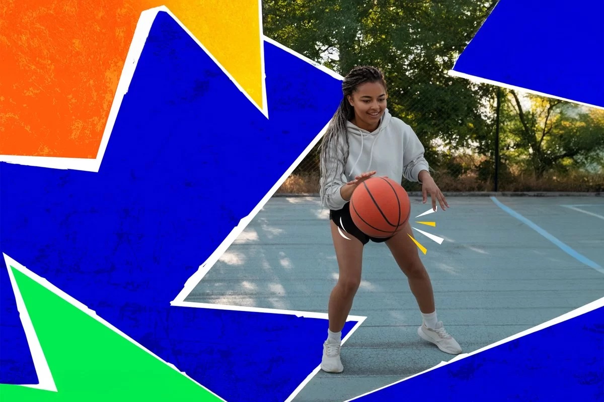 criança a jogar basquetebol