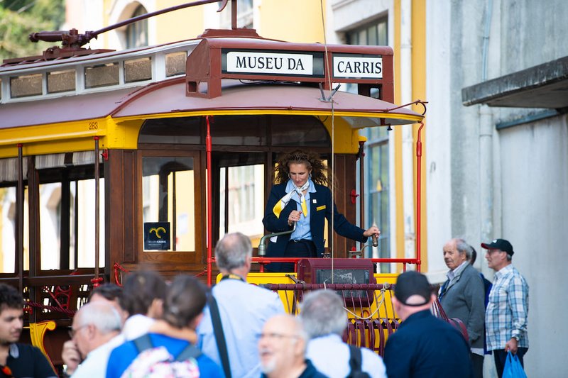 Streetcars and classic Carris buses paraded through Lisbon