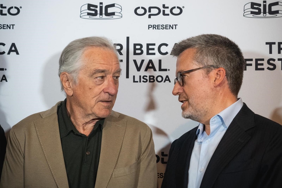 Robert de Niro e Carlos Moedas na apresentação do Tribeca Festival Lisboa