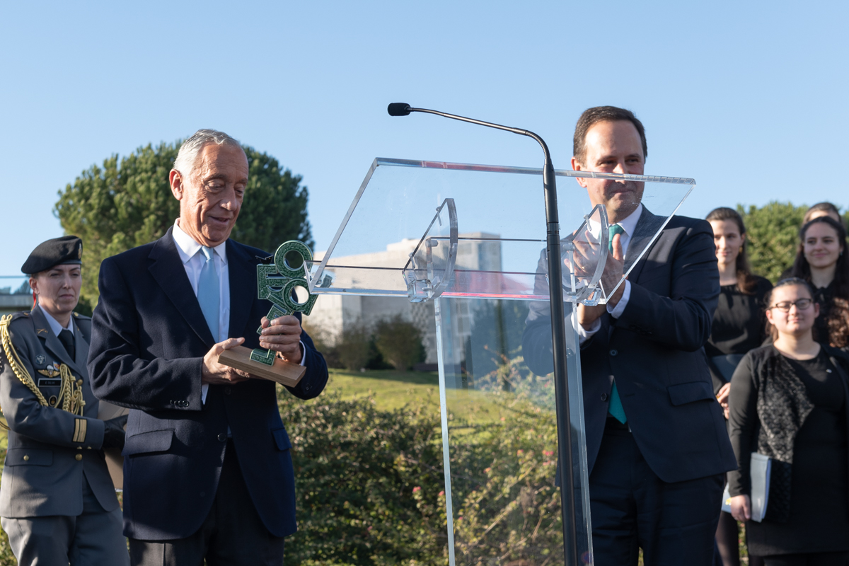 Marcelo Rebelo de Sousa, Presidente da República, e Fernando Medina, na cerimónia de abertura da Capital Verde