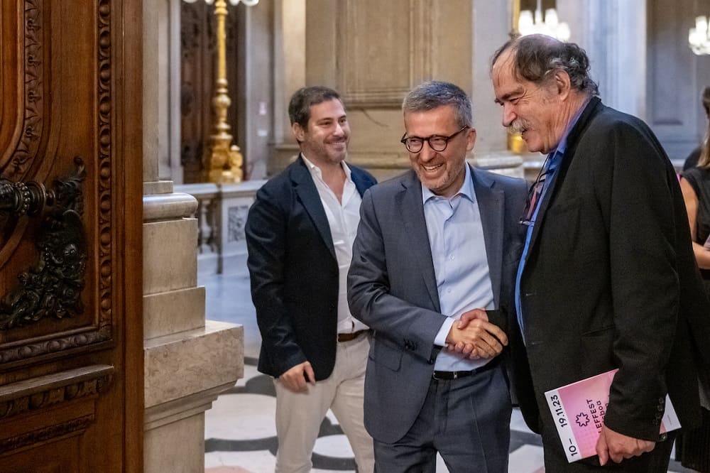 Diogo Moura, Carlos Moedas e Paulo Branco - apresentação do Lisboa Film Festival