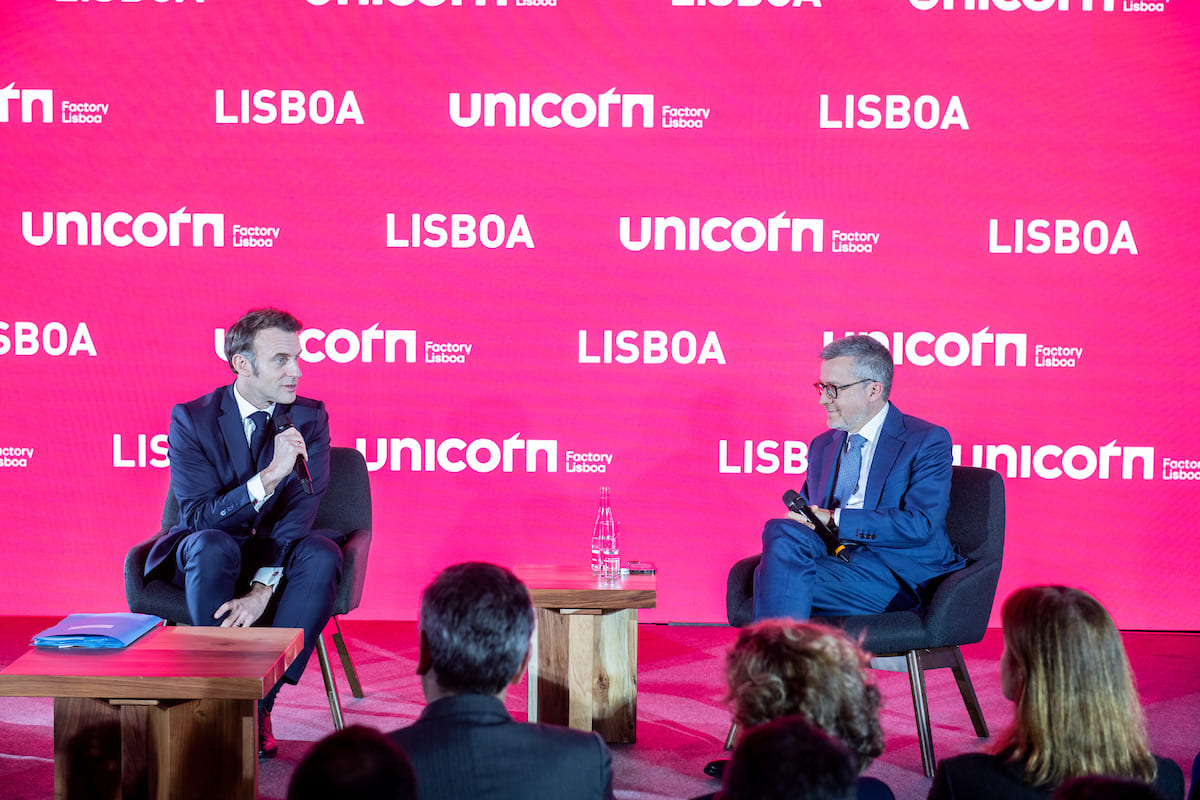 Emmanuel Macron e Carlos Moedas debatem inovação na Europa - Fábrica de Unicórnios de Lisboa