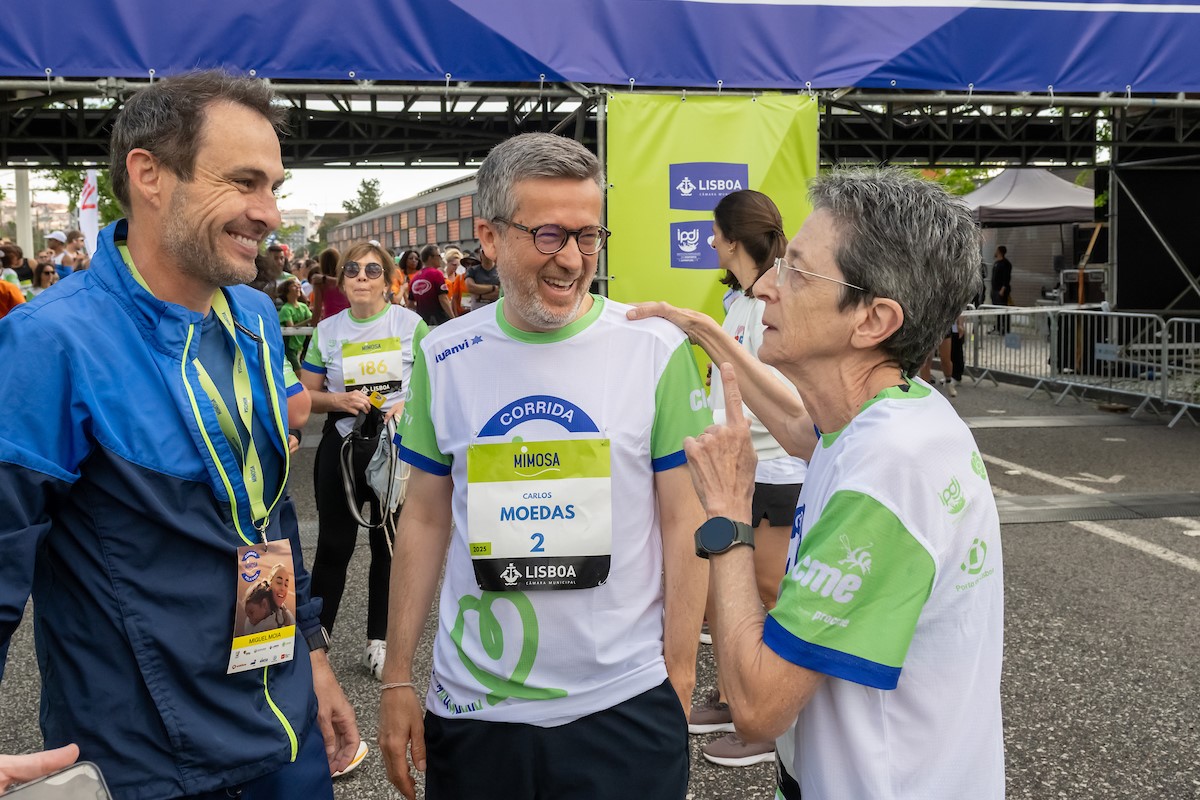 Carlos Moedas, presidente da CML, e a atleta Rosa Mota