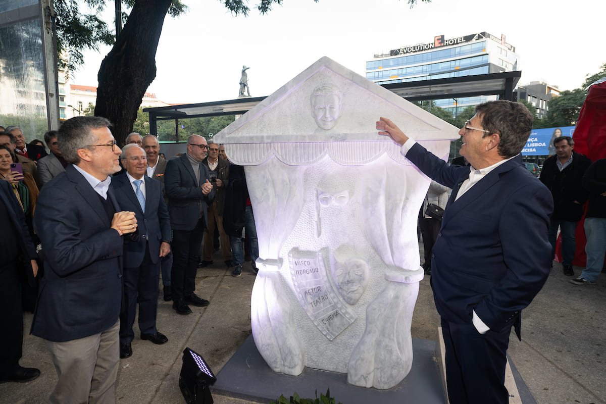 Carlos Moedas, Daniel Gonçalves, Vasco Morgado (neto  do homenageado) e Carlos Bajouca - Inauguração do memorial a Vasco Morgado