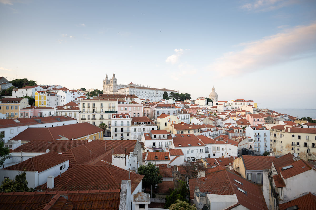 Vista aérea do centro histórico de Lisboa