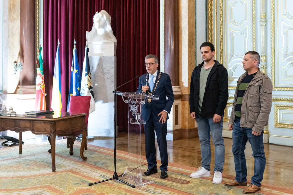 Carlos Moedas, Antolii Tsylepa e Antpn, ucranianos residentes em Lisboa