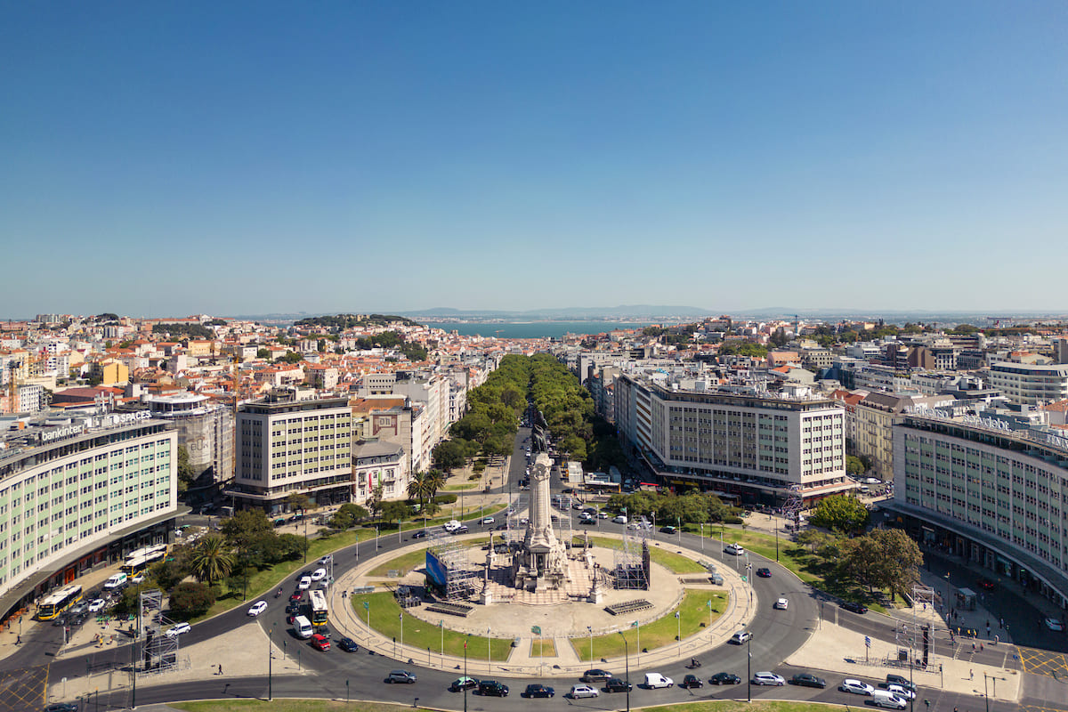 Vista aérea do Marquês de Pombal e Av. da Liberdade