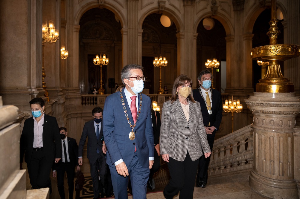 O presidente da CML, Carlos Moedas, recebeu nos Paços do Concelho a Presidente da República Helénica, Katerina Sakellaropoulou