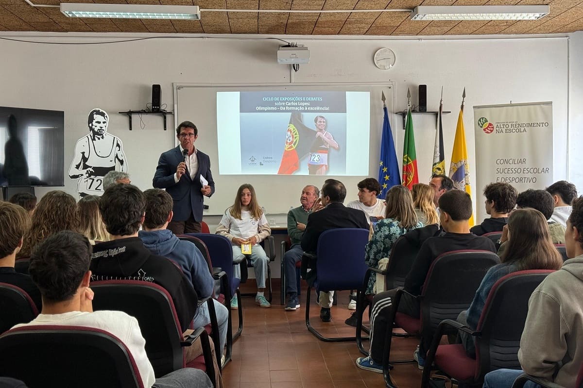Rui Cordeiro, vereador do Desporto, no debate de encerramento sobre a carreira de Carlos Lopes