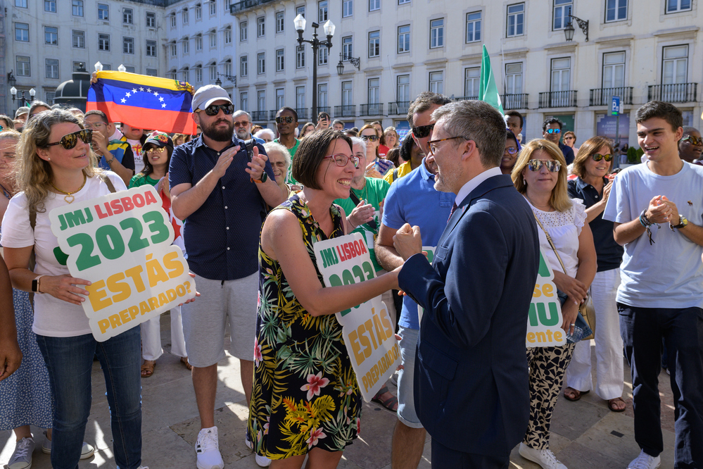 Carlos Moedas, presidente da Câmara Municipal de Lisboa, recebeu os peregrinos nos Paços do Concelho